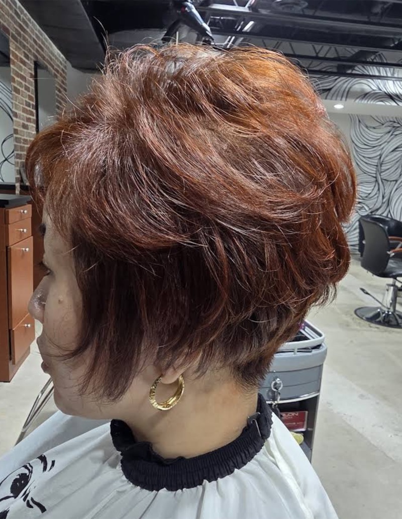 Copper short layered cut